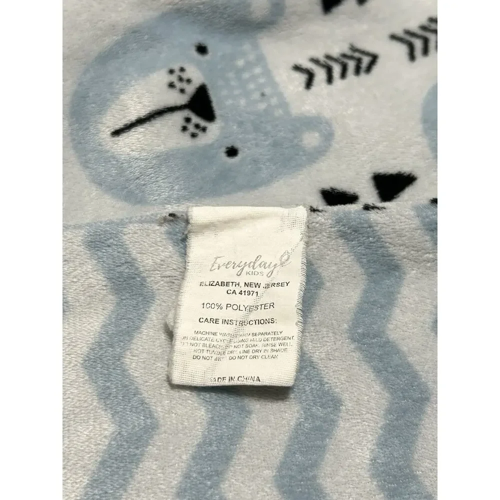 Everyday Kids Blue Bear Arrow Baby Blanket Chevron Zig Zag Triangles
